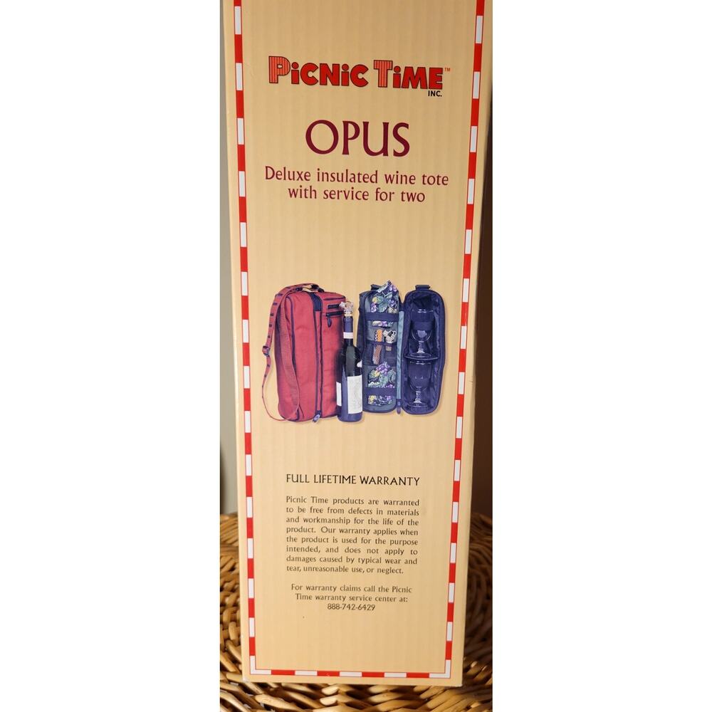 Wine Bottle Tote Case By Opus Summer Picnic For 2 Insulated Glasses Cork Opener